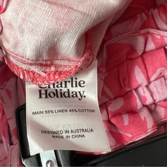 Charlie Holiday Women's Madonna Linen-Cotton Floral Print Shorts Set in Pink Nwt - Picture 6 of 7